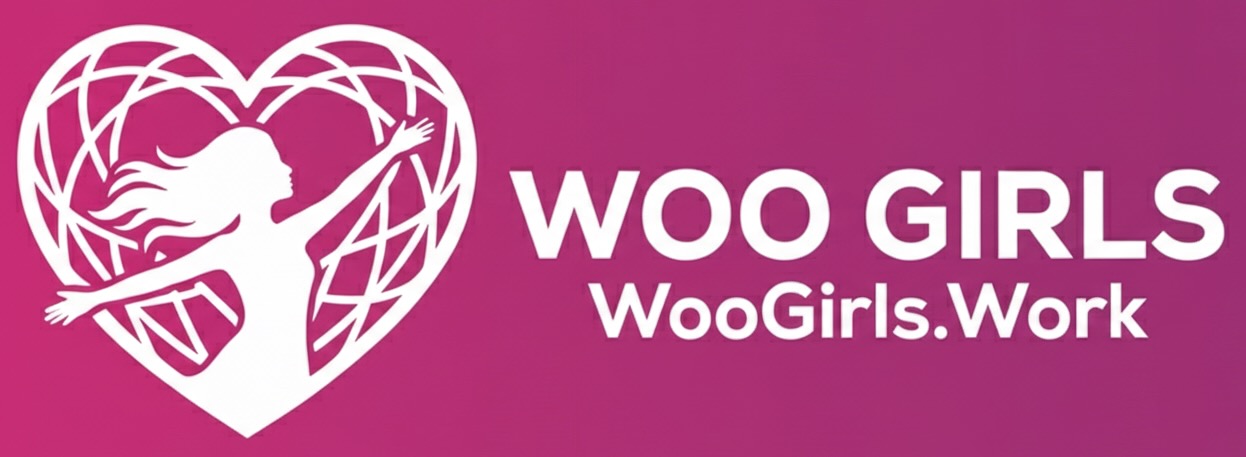 WooGirls.Work white logo on transparent background